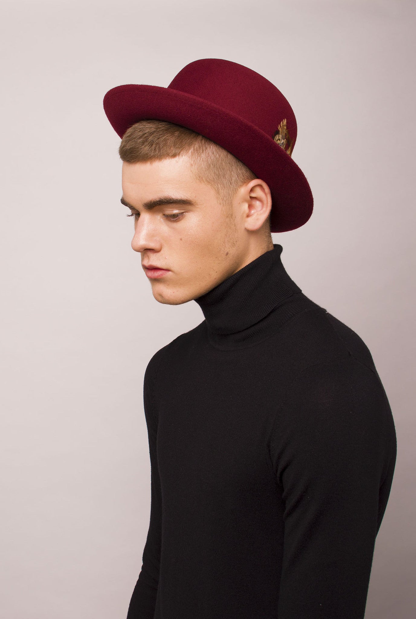 Maroon store bowler hat